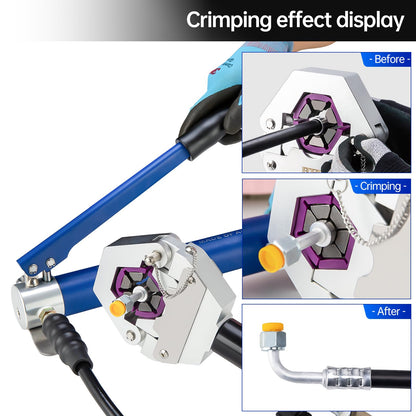 IBOSAD Hydraulic Hose Crimper Hydra-Krimp 71500 Manual A/C Hose Crimper Kit Air Conditioning Repaire Handheld Hydraulic Hose Crimping Tool (Split with Manual Pump)