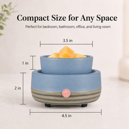 Candle Wax Melt Warmer with Timer Ceramic Electric Wax Melt 4-in-1 Oil Burner Adjusting Temperature Fits Yankee Large Jar Scented Candle for Home Decor Birthday Gifts for Women Mom Grandma Girls Blue