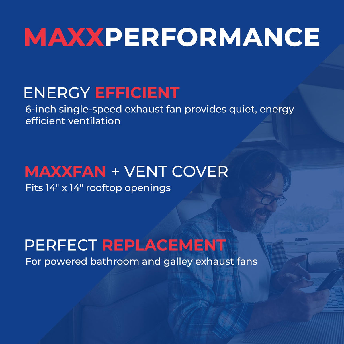MAXXAIR Maxxfan Mini Plus Vent 6"" Single Speed Exhaust Fan - Quiet and Energy Efficient RV Ventilation & Lighting, White (00-03801)