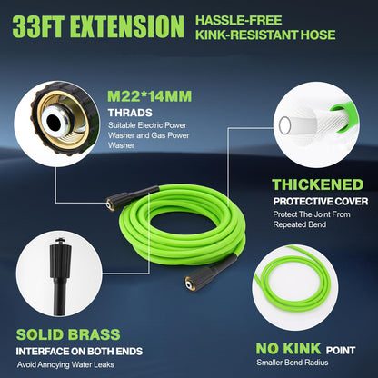 Imdot Electric Pressure Washer 5000PSI Max 4.0GPM with 33FT Flexible Extension Hose, 4 Nozzles, Foam Cannon, Power Washer Powered for Cars, Patios, Driveways, Deep Green