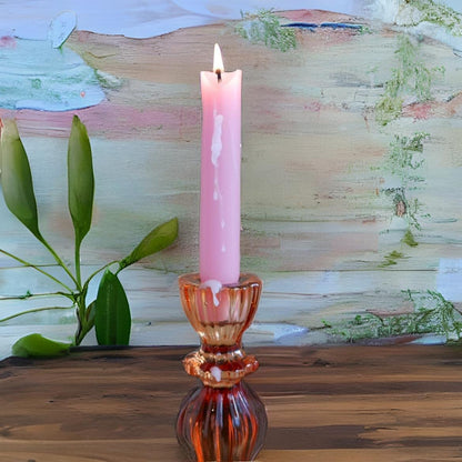 Candlestock Hippie Drippy Drip Candles - Pack of 6 Dripping Tapers - Wine Bottle Melting Candles (Pink)