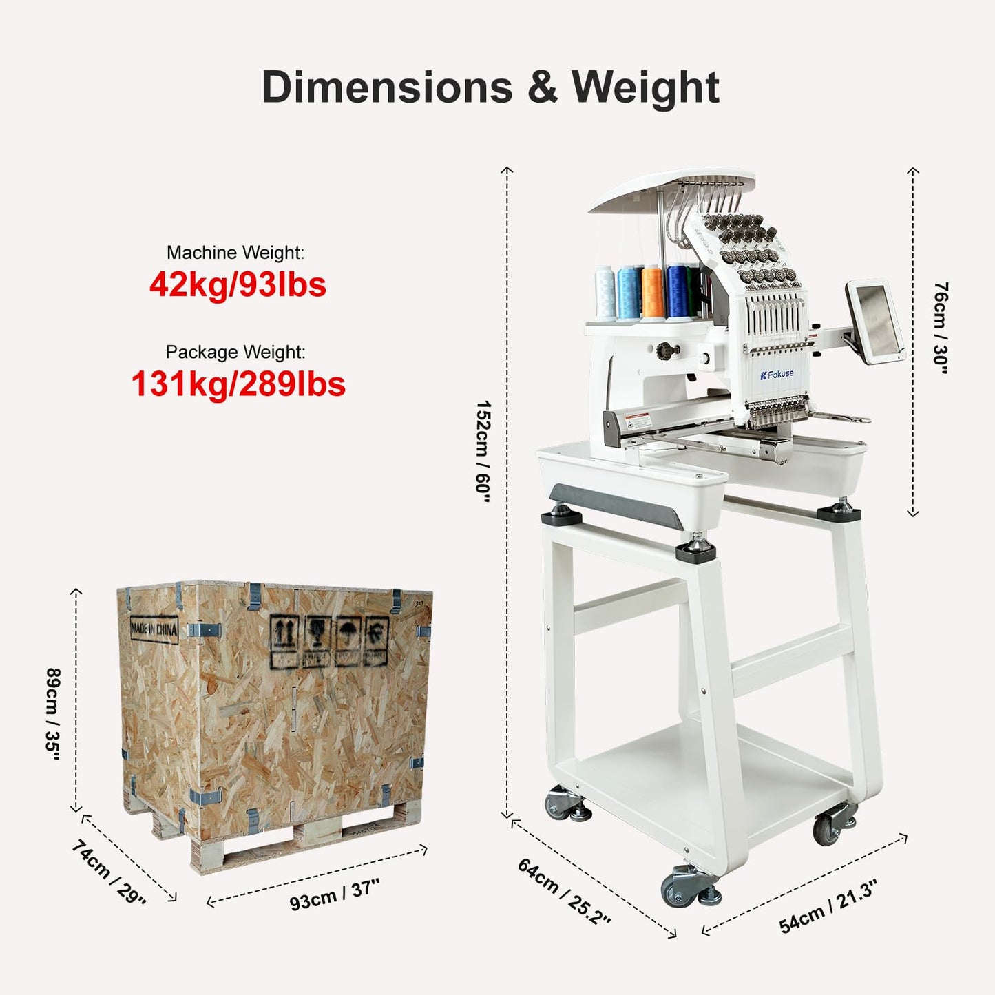 Fokuse brand FKS-1001 Commercial Embroidery Machine with 10 needle, Embroidery Area 14.2"x9.5", 1200SPM Max Speed, 7" Touch Screen, suitable for T-shirt, Hat, Flat, Bag and more
