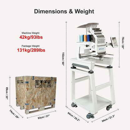 Fokuse brand FKS-1001 Commercial Embroidery Machine with 10 needle, Embroidery Area 14.2"x9.5", 1200SPM Max Speed, 7" Touch Screen, suitable for T-shirt, Hat, Flat, Bag and more