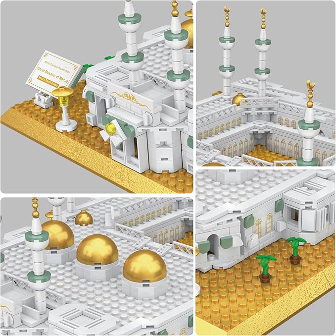 Mecca Mosque Building Model Mini Block Set (1255 Pieces) Muslims Islamic Gift Famous Building Toy Children and Adult Eid al Fitr Gift