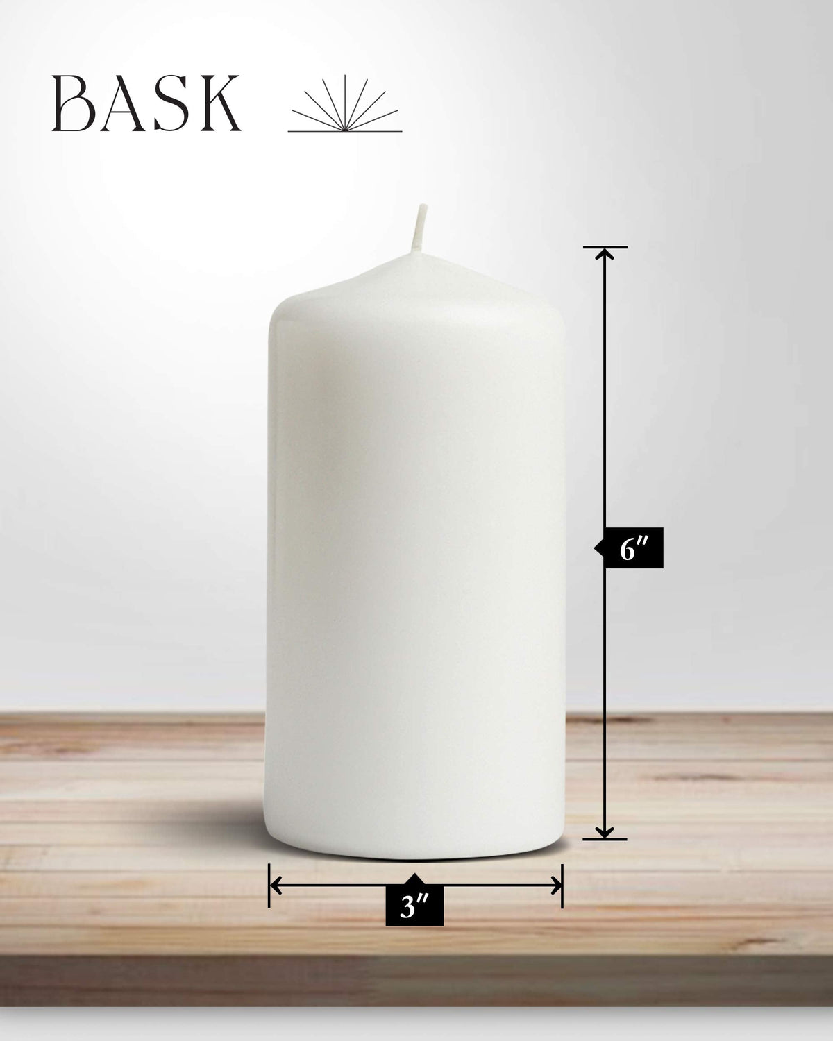 Cone Top Pillar Candles by Bask - Set of 6-3" x 6" Dripless Unscented Candles in White for Home Decor, Relaxation & All Occasions