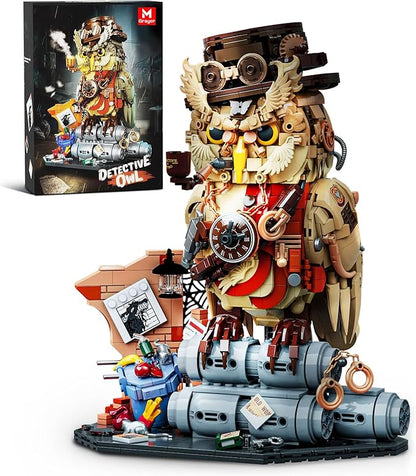 Detective Owl Building Blocks Set for Adults - 1286pcs Compatible with lego owl Collection Model Creative Bird Building Toy Suitable for Boys Girls and Adults.