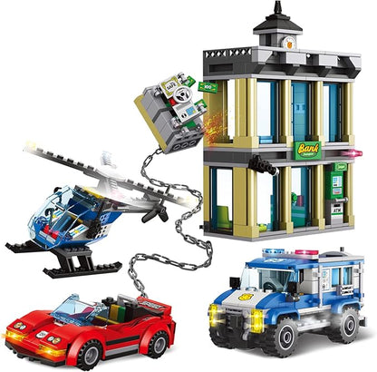 City Police Catch Thief Building Block Set with Cop Car Bank Helicopter Getaway Sports Car Fun Police Chase Toy for Kids Best Learning &amp Roleplay STEM Toy Gift for Boys Girls Ages 6+ (625pcs)