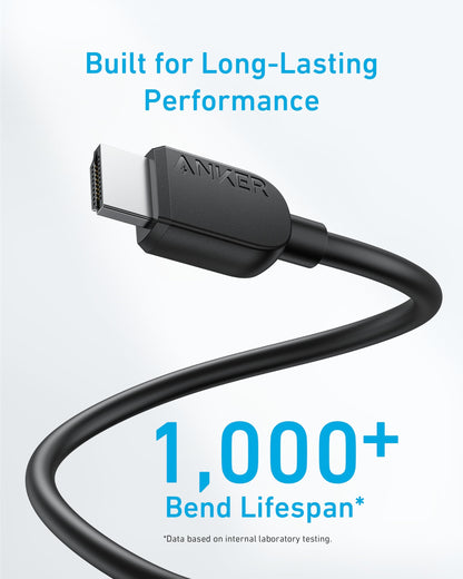 Anker HDMI Cable 8K@60Hz, 6FT Ultra HD 4K@120Hz HDMI 2.1 Cord,48 Gbps Certified Ultra High-Speed,Compatible with PlayStation 5,Xbox,Samsung TVs,and More