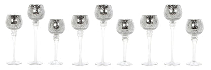 Hosley 3 Sets Crackle Metallic Glass Tealight Holders Set /3-12 Inch, 10 Inch, 9 Inch Ideal for Weddings Special Events Parties Also Makes a Great Gift
