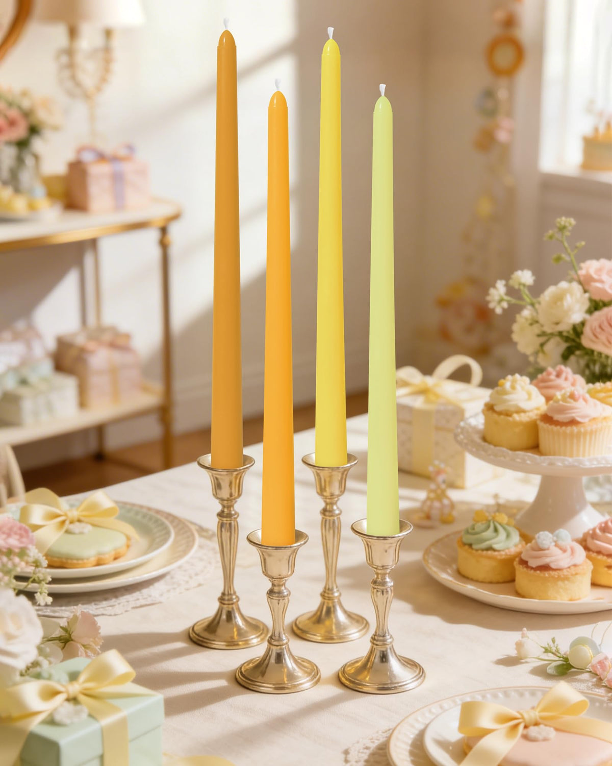 Viyffo Taper Candles, 12 Inch, 12 Pack, Yellow – Unscented, Smokeless Design, Up to 8-Hour Burn – Tall Candlesticks for Table Decor, Weddings & Dinners