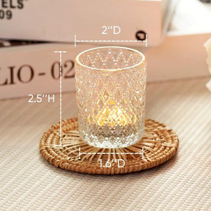 Homemory 24 Pack Clear Glass Votive Candle Holders, Tealight Candle Holder, Vintage Candle Holders Bulk for Table Centerpieces, Christmas, Baby Showers, Birthday, Wedding, Party