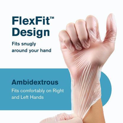 Ridex Disposable Gloves, Latex-Free Clear Vinyl, Small, 1000-Count, Thick Powder-Free, All-Purpose, Ambidextrous, Dispenser Box Gloves 100 Pieces
