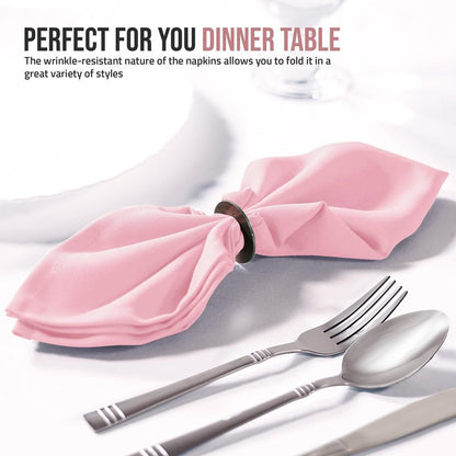 Utopia Home Pink Cloth Napkins (12 Pack, 20x20 Inches), Ideal Dinner Napkins for Party, Wedding and Lunch/Dinner