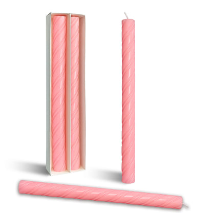 Dripless Twisted Taper Candles Pink Unscented Candlesticks 10 Inch Handmade Long Lasting Burn Candles Smokeless Candle Sticks for Party Art Home Decor 2 Pcs