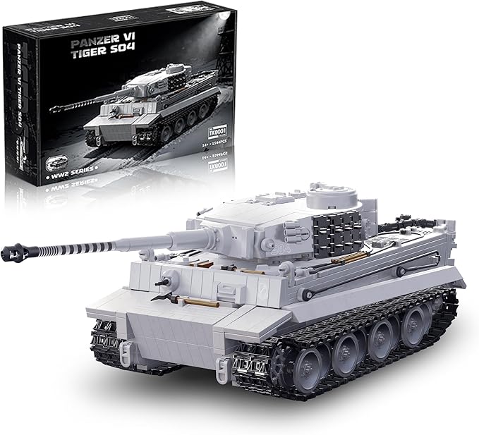 WW2 Tiger Heavy Tank S04 Building Sets Panzer VI Army Military Vehicles Collectible Model for Adults Boys 14+ 1544PCS White