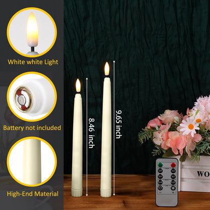 Tuanse 20 Pcs Flickering Flameless Taper Candles Bulk LED Battery Operated Realistic Flame Effect with Remote & Timer Safe No Fire Wax Drip Candles for Wedding Church Home Decor (8.46",Beige)