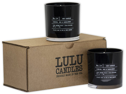 Lulu Candles | Jasmine, Oud & Sandalwood | Luxury Scented Soy Jar Candle | Hand Poured in The USA | Highly Scented & Long Lasting (9 Oz. 2 Pack)