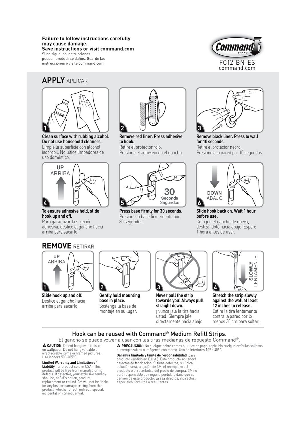 Command Medium Brushed Nickel Hooks, 2 Wall Hooks and 4 Command Strips, Damage-Free Hanging with Adhesive, No Tools Hanging Home and Room Decor, Holds up to 3 lb