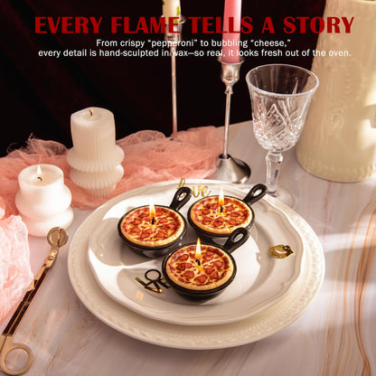 Pepperoni Pizza Scented Vegetable Wax Candles Trio(3Pcs/Pack)