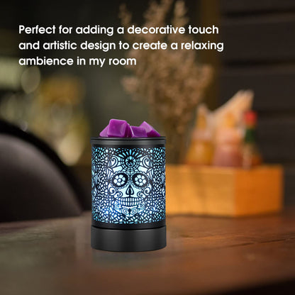 Enaroma Fragrance Wax Melts Warmer with 7 Colors LED Changing Light Scent Oil Candle Warmer for Home Office-Skull Timer