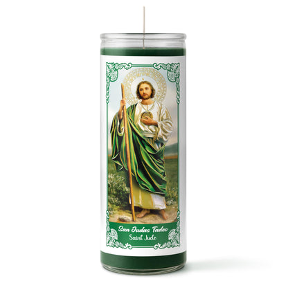 Alumenza 3 Pack San Judas Tadeo Candle Saint Jude in Glass Jar 90 Hours – Paraffin Wax, Clean Burning Unscented | Large & Tall Devotional Prayer Pillar Candles for Memorial, Rituals