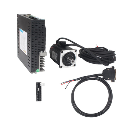 XUNKUNER AC Servo Motor Kit, AC220V 3000rpm L3000 17-bit Encoder RS485 Servo Motor Driver Controller Kit for CNC(400W Without Brake)
