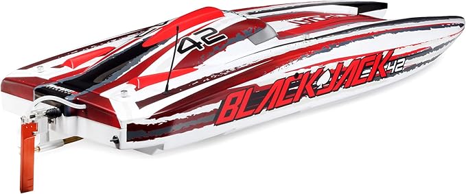 Pro Boat RC Blackjack 42 8S Brushless Catamaran RTRBattery and Charger Not Included White/Red PRB08043T2