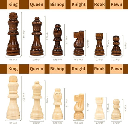 Magnetic Wooden Chess Board Set – 15.3 Folding Travel Chess Sets with Storage Slots – 2 Extra Queens Chess Board Set for Kids Adults Beginners – Portable Chess Game with Pieces Storage