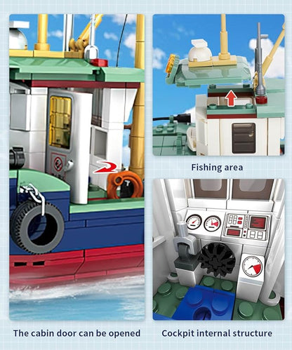 City Ocean Fishing Boat Building Sets Compatible with Lego City Boat Sea Fishing Ship Building Set Collection Decoration Gifts for Boys 6-12 Years Old (582 Pcs)