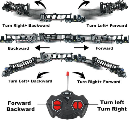Remote Control Car Transporter Truck Includes 6 Cars 14 1:48 Car Transporter Semi Truck Toy Equipped with 2 Rechargeable Batteries Gifts Ideas for Boys Age 3-8 Year Old