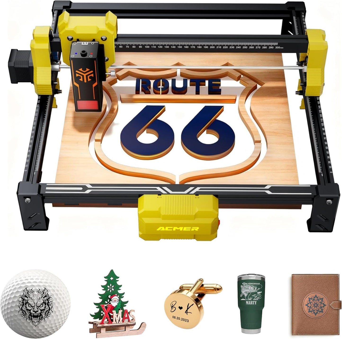 ACMER Laser Engraver, S2 Laser Cutter Machine 12,000mW, 72W Output, 0.01mm Precision, 300x300mm Area, 10000mm/min Speed, for Wood, Metal, Leather, Acrylic, DIY & Education