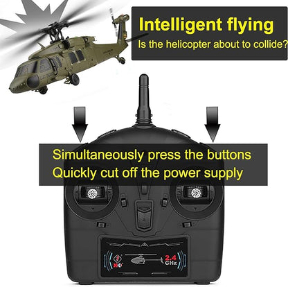 K170 UH60L Remote Controlled Helicopter Aircraft Plane 2.4Ghz 4CH RC Helicopter Heli Aileronless 6-Axis Gyroscope Altitude Hovering 3-Batteries for Adults Beginners