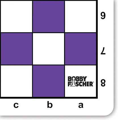 Bobby Fischer Tournament Roll Up Travel Chess Board - 20 inches - Mousepad Style with Purple Squares by WE Games