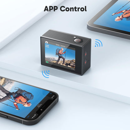 AKASO EK7000 4K30fps Action Camera with 128GB MicroSDXC U3 Memory Card Accessories Kit Bundle Ultra HD 131FT Waterproof Camera EIS WiFi Remote Control 4X Zoom Underwater Camera