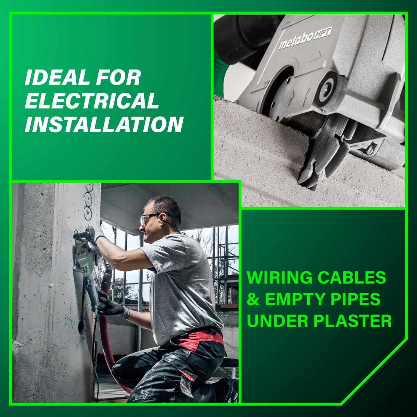 Metabo HPT MFE 40 Wall Chaser For Concrete, 5-Inch Cutting Disc, 15 Amps, High-Power Drive System, Tacho-Constamatic Electronics, Dust Protection, Torque Limiting Clutch, Made in Germany, 646040620