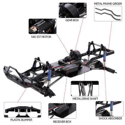 SHUAIGUO 313mm Wheelbase Chassis Frame for 1/10 AXIAL SCX10 II 90046 90047 RC Crawler Climbing Car DIY
