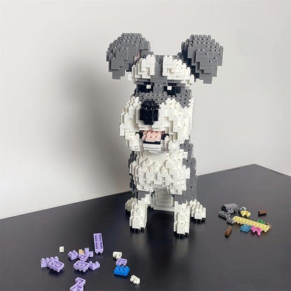 Adorable Schnauzer Dog Building Blocks Toy - Micro Mini Size Ideal for Pet Lovers and Great as Home Decor &amp Gift