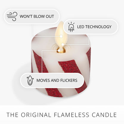 Luminara 2-Pack Moving Flame LED Flameless Tealight (1.4" x 2") Battery Operated Plastic LED Flameless Tea Light Smooth (Candy Cane Red)