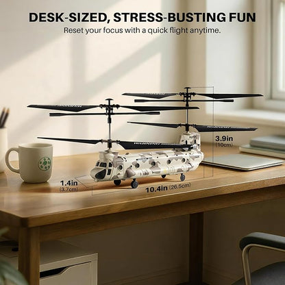 SYMA Remote Control Helicopter S52H Military Transport RC Helicopter with Altitude Hold One Key take Off/Landing LED Light Low Battery Reminder Army Toys for Kids and Military Fans