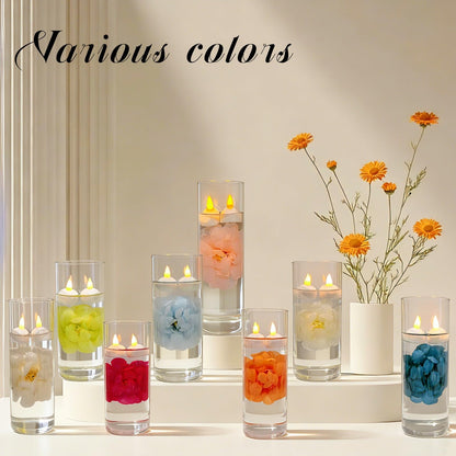 Qazcnd 24 Pack Flameless Floating Candles and Floating Artificial Flower Led Battery Operated Waterproof Floating Candles Tea Lights for Vases Centerpieces at Wedding, Party, Pool Decor Purple