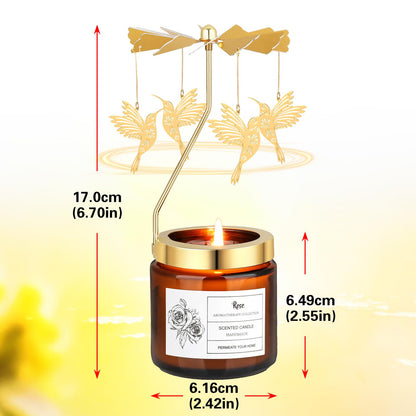 Mothers Day Gifts for Mom from Daughter - Rotating Hummingbird Scented Candles for Women Birthday - Rose Soy Wax Gift Set
