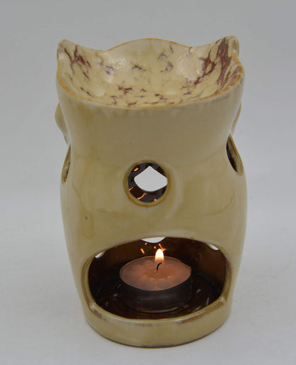 MONMOB 4.7 Inch Ceramic Owl Oil Warmer Aromatherapy Burner/Tea Light Candle Holder Oil Burner/Essential Oil Warmer Candle Holder/Wax Warmer Ideal Gifts for Women, Mom or Birthdays