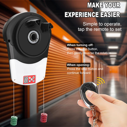 Helivivfy Auto Roller Door Opener, Equipped with Two Remote Control, Allows for Convenient Remote Operation Ideal for Garages Warehouses and Barns It Features a Powerful 800N Motor