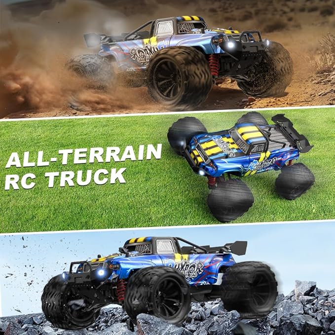 1:16 Scale RC Cars for Adult Remote Control Car Fast 40KPH Hobby RC Cars for Boys Age 8+ 4x4 All Terrain Off-Road RC Truck for Kids with 2.4 GHz Remote Control 2 Rechargeable Batteries