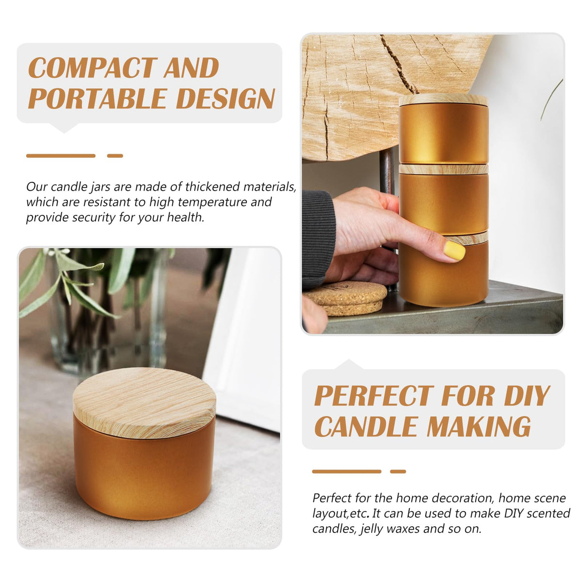 EXCEART Iron Candle Tins with Lids 3Pcs Reusable Candle Jars Tea Tin Cans Storage Bowls Black stick Holders Spa Holders Sconce Making Tinplates
