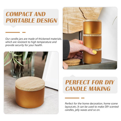 EXCEART Iron Candle Tins with Lids 3Pcs Reusable Candle Jars Tea Tin Cans Storage Bowls Black stick Holders Spa Holders Sconce Making Tinplates