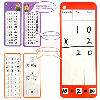 Math Flash Cards Set of 4-204pcs Reusable Math Practice Cards with Addition, Subtraction, Multiplication, Division, Flash Cards,Games for Kids Ages 6+ |Spark Skills & Fun Learning