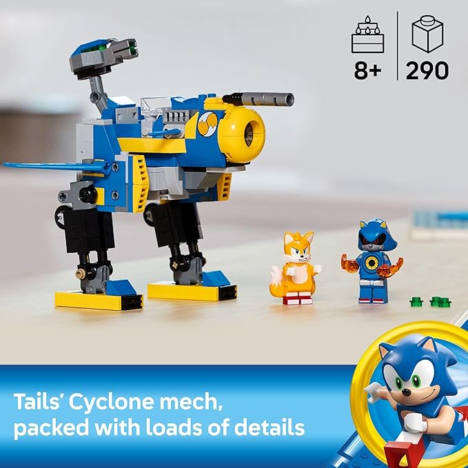 LEGO Sonic The Hedgehog Cyclone vs. Metal Sonic - Building Toy for Kids Boys and Girls Ages 8+ - Mech Suit with Minifigures for Pretend Play - Gift Idea for Birthdays - 77002