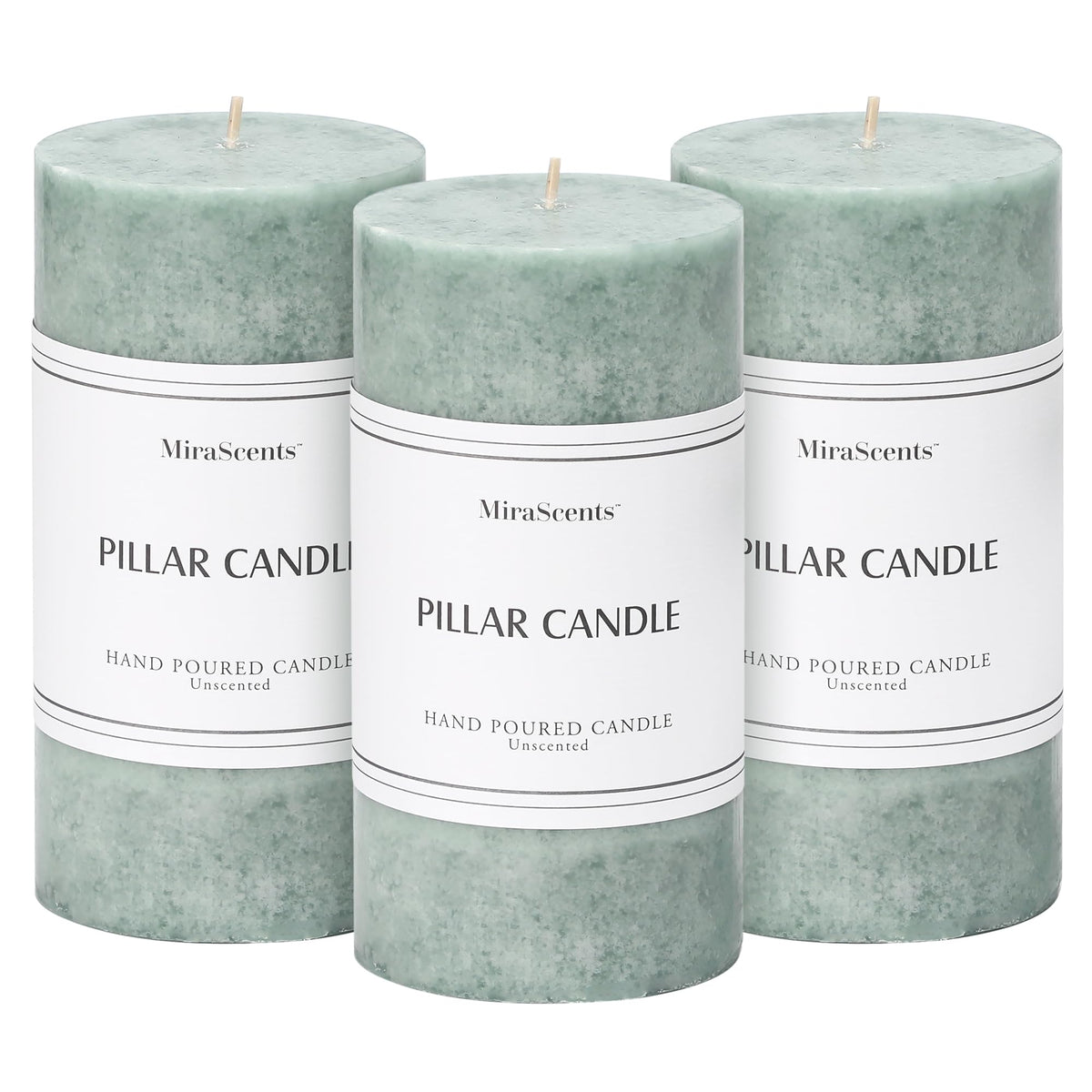 3x6 Inch Sage Green Pillar Candles Set of 3, Unscented Green Pillar Candle, Dripless and Smokeless Large Candles, Summer Candle for Home Decor, Dinner Table, Weddings, Holidays