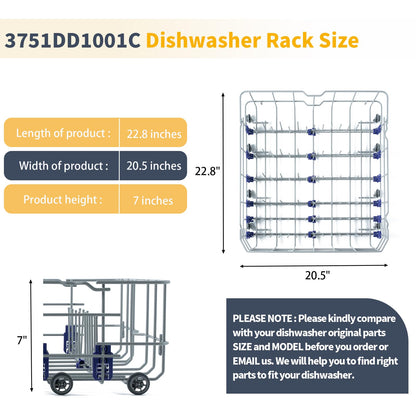 Allstare 3751DD1001J 3751DD1001C Dishwasher Lower Rack Replacement Parts for LG Dishwasher Parts Lower Dishrack LDF7774ST LDF5545ST MGR47998602 LG Bottom Dishwasher Rack Wheels Dish Washer Tray Drawer